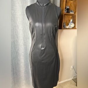 Popilush | Dresses | Elegant Black Faux Leather Sleeveless Dress With  Shapewear | Poshmark